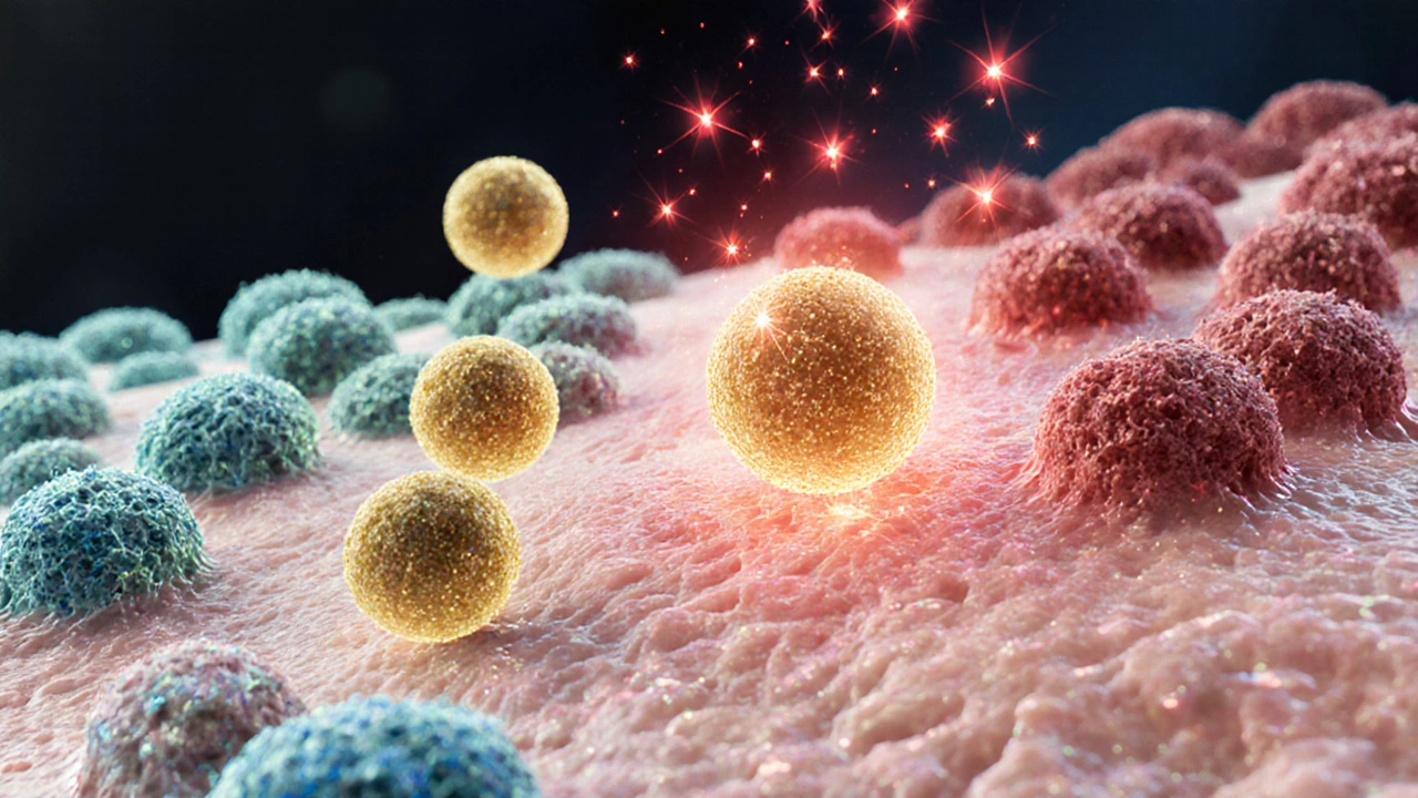 Mikroskopický pohled na CBG molekuly potlačující zánět v kůži.