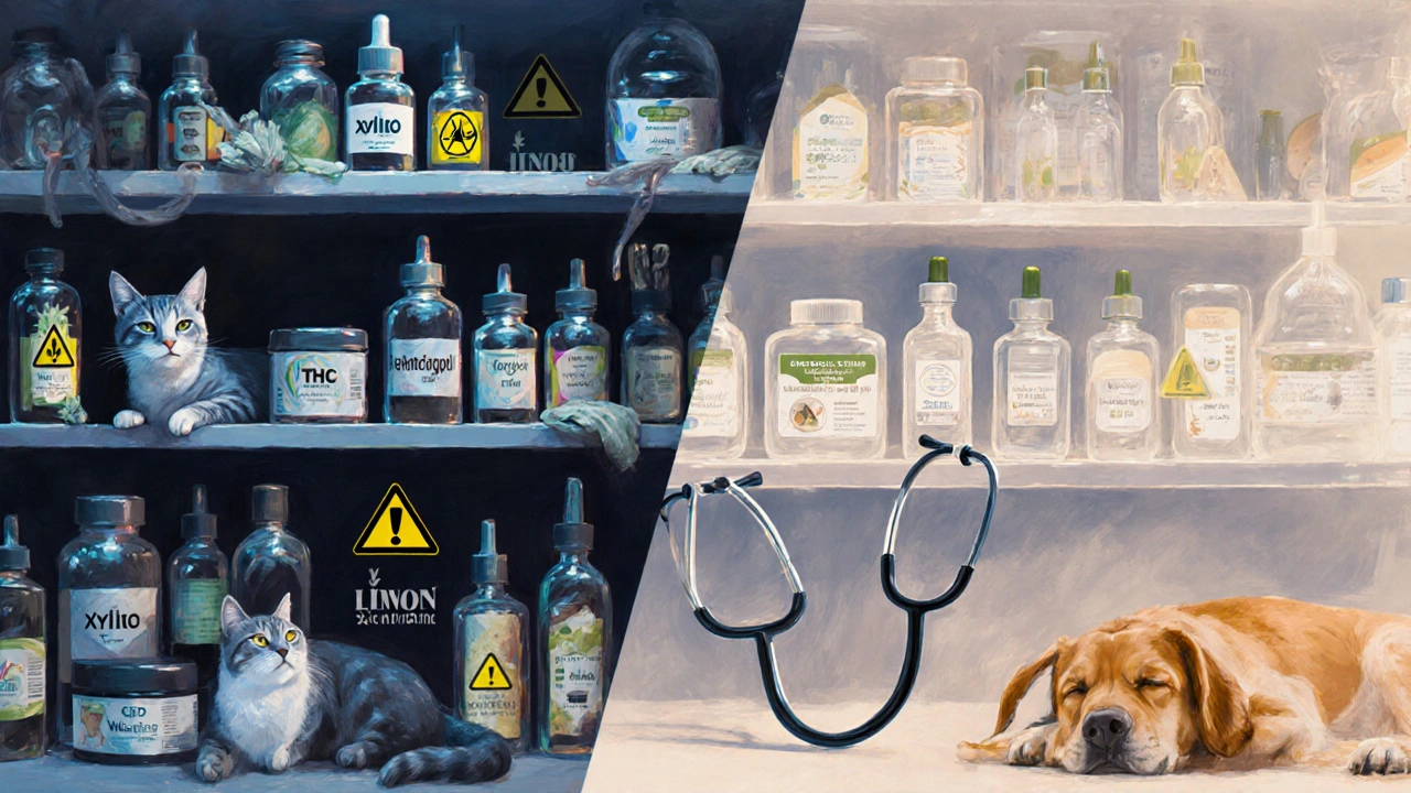 Dvě cesty: nebezpečné CBD produkty vs. bezpečné, certifikované pro zvířata.