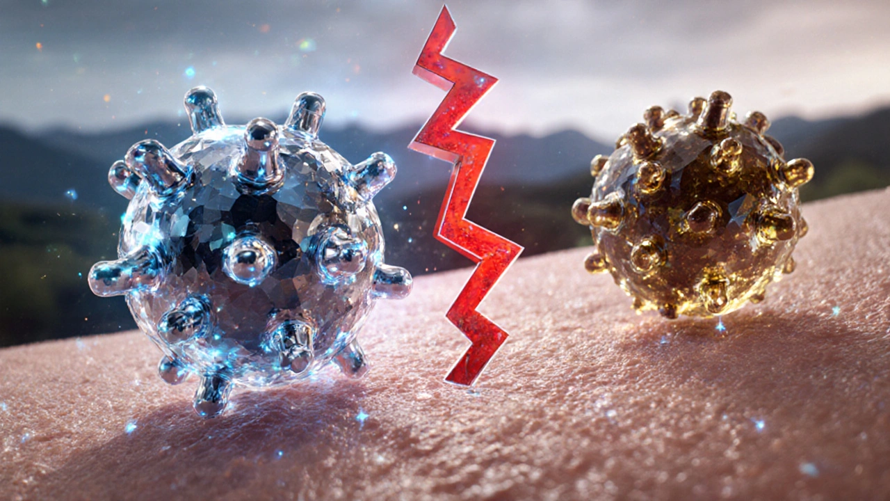 Molekulární scéna: CBG blokuje zánětlivé signály na úrovni pokožky.