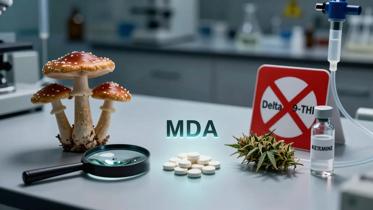 Jaké jsou 4 příklady psychotropních látek a jak se liší od H4CBD?