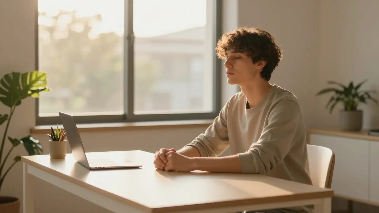 Osoba v klidné atmosféře při práci