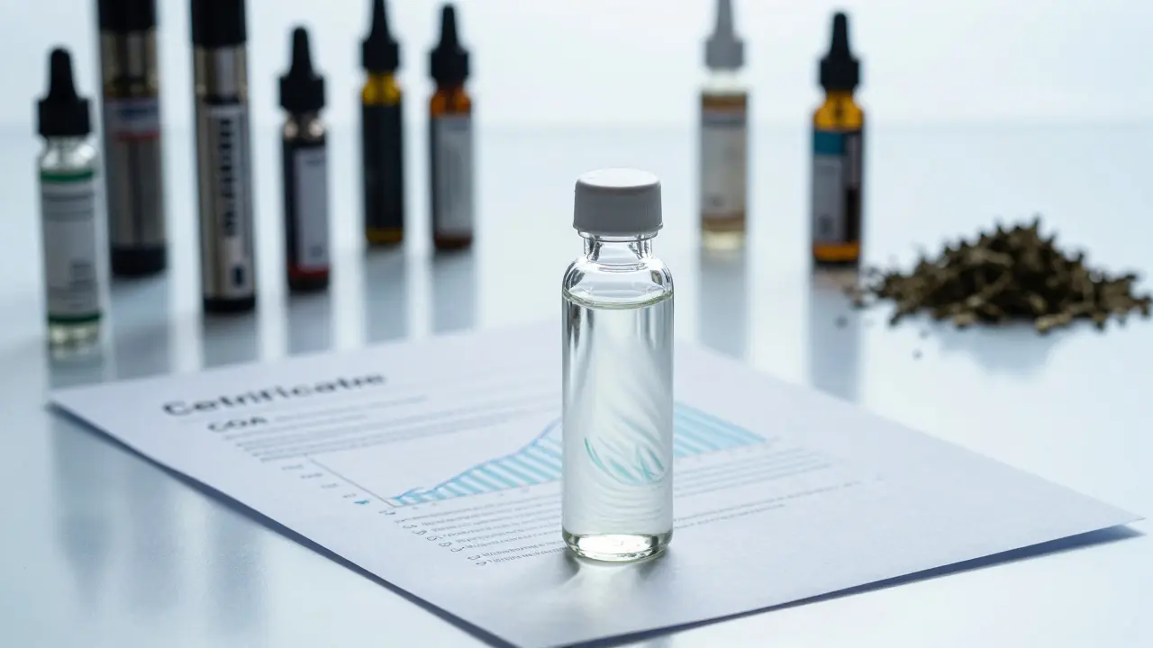 Bezpečný konopný nápoj s certifikátem analýzy vedle neověřených produktů