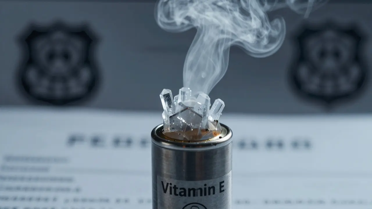 Makro záběr toxických částic v nelegální náplni vaporizéru