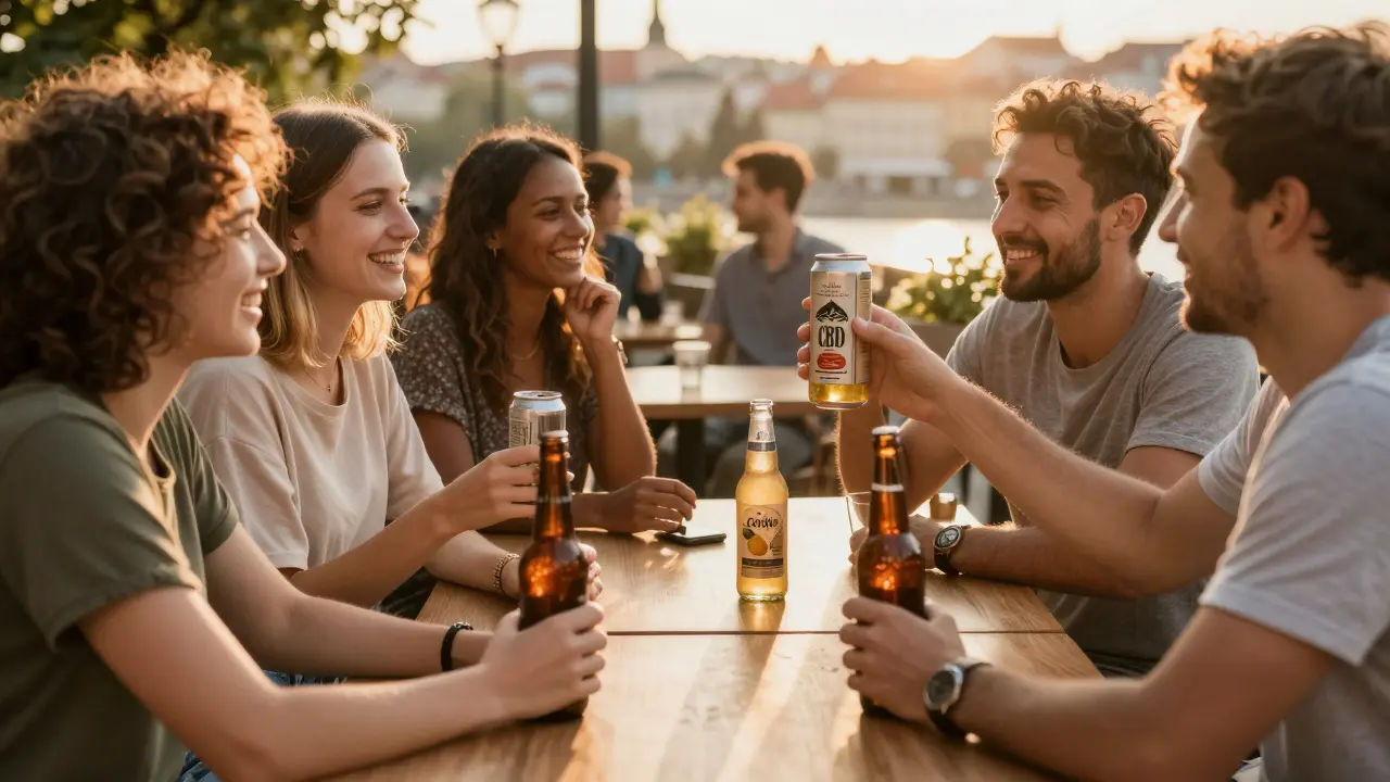 Přátelé si užívali večer s nealkoholickými CBD drinky