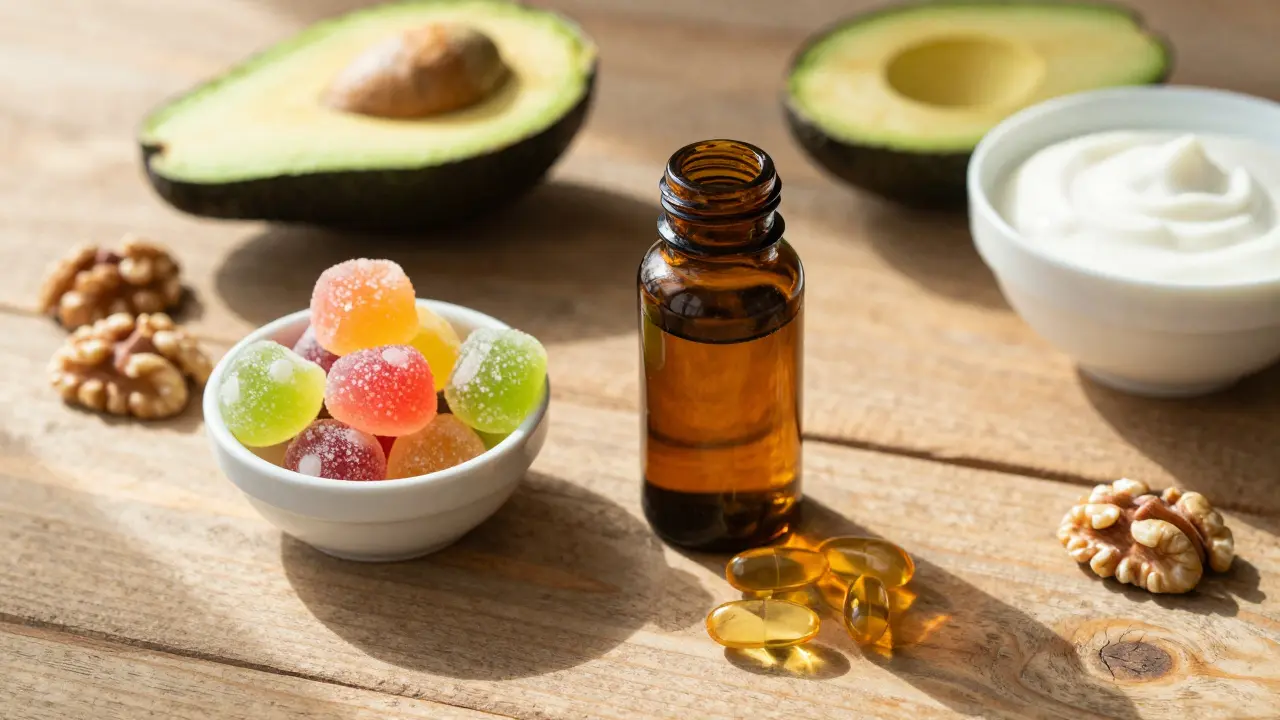 CBD produkty s avokádem a ořechy pro lepší vstřebání