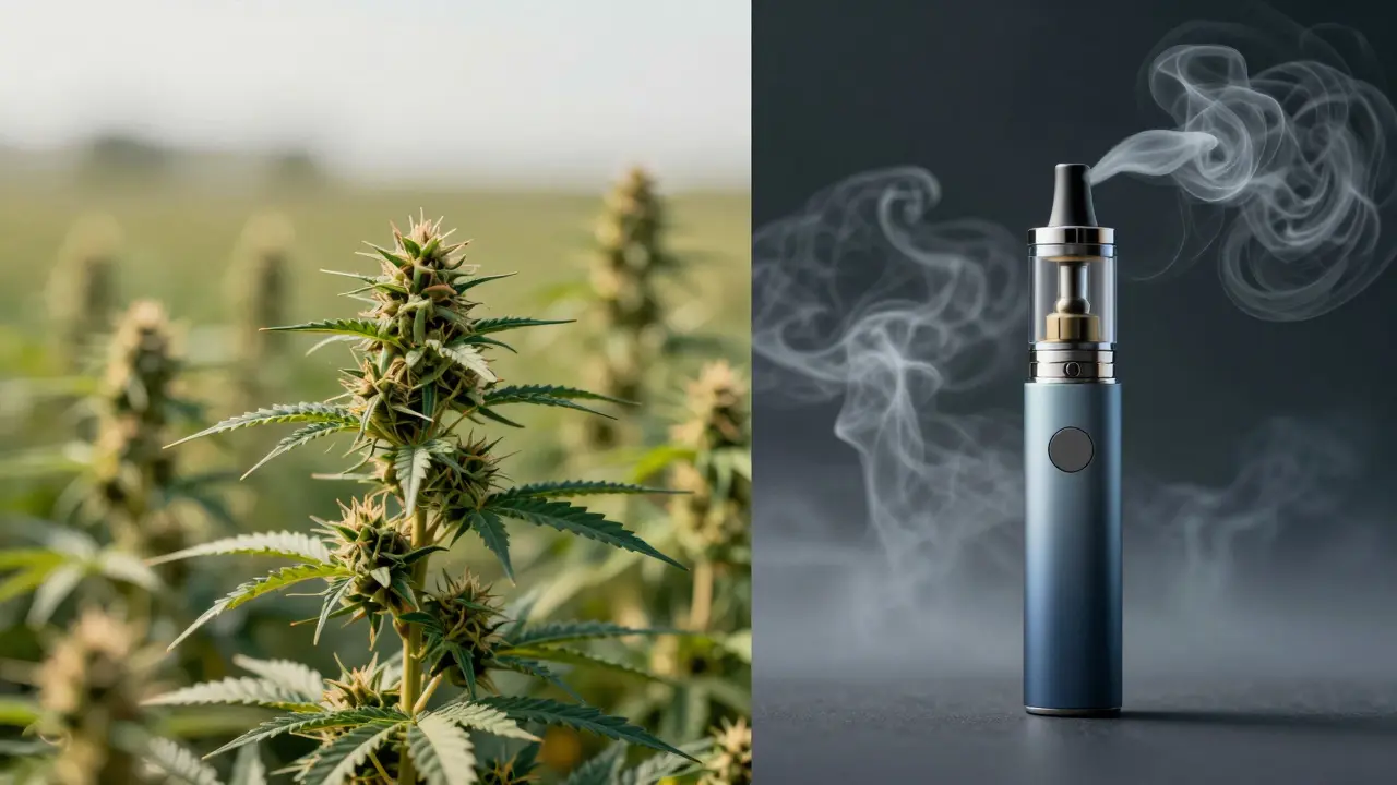 Kontrast mezi konopím pro relaxaci a nikotinovým vapem pro stimulaci