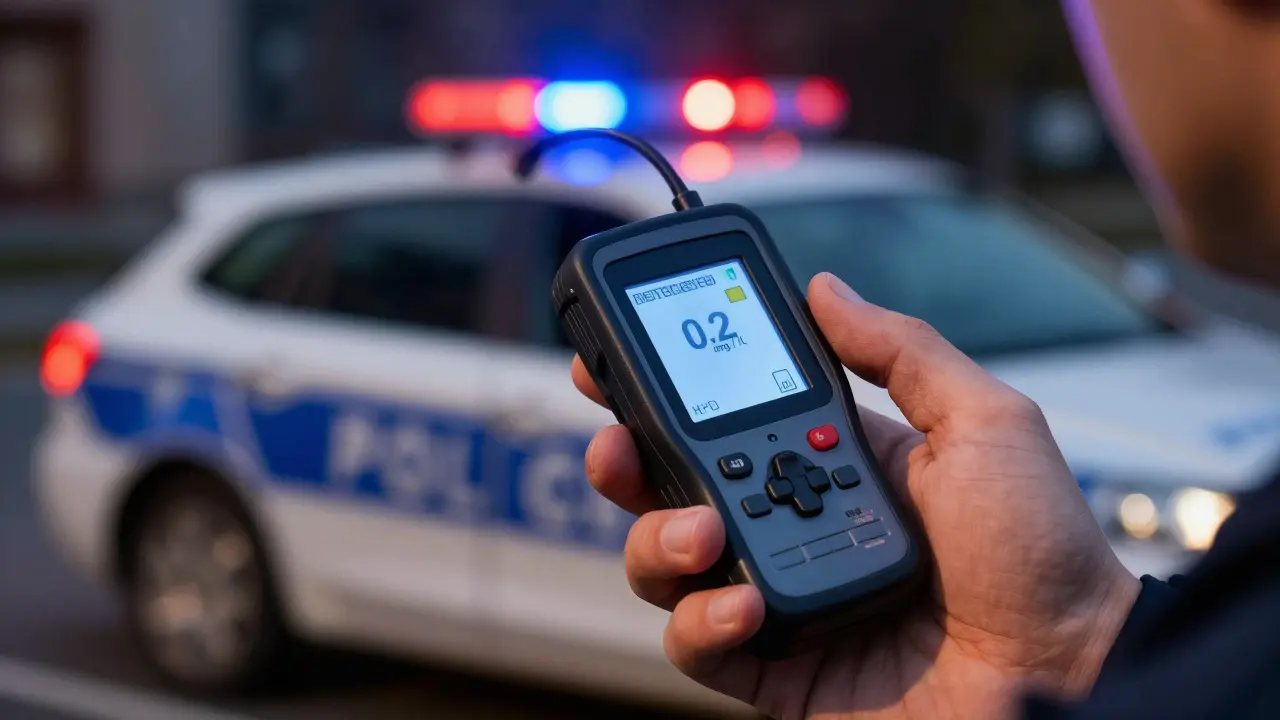 Policejní test na drogy a vzorek krve při kontrole