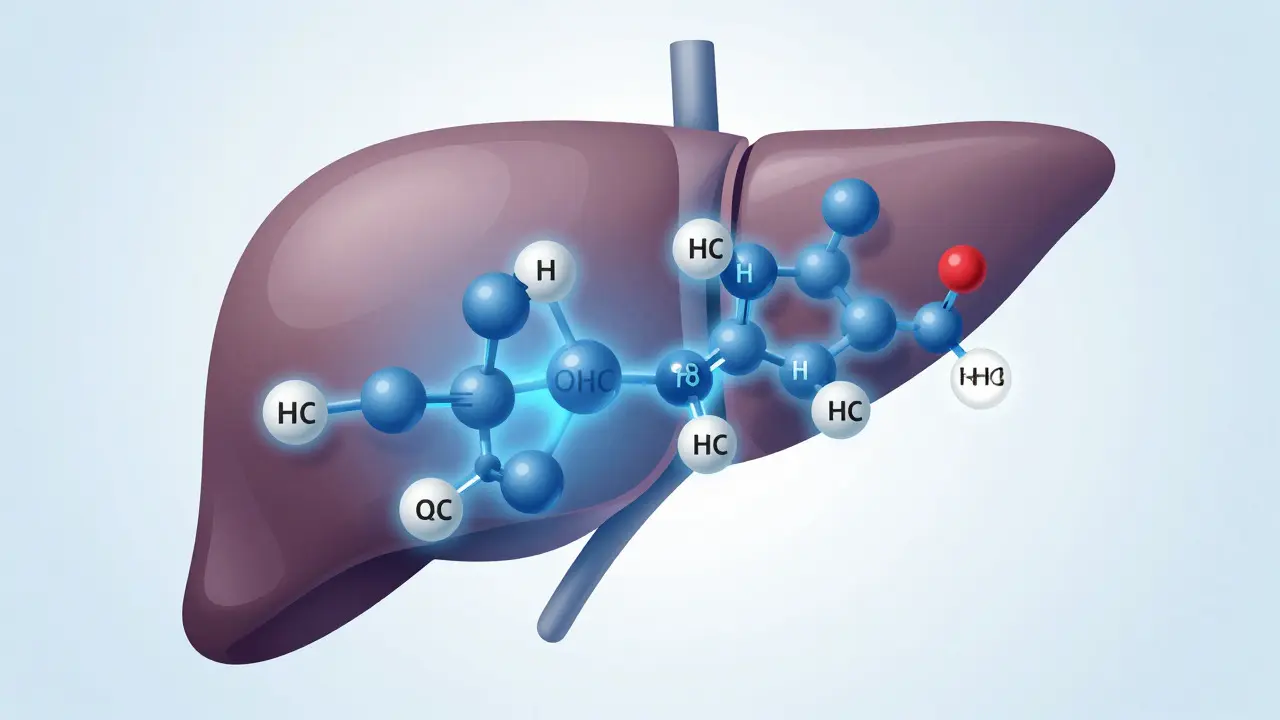 Ilustrace metabolismu Delta-8 v játrech ukazující podobnost metabolitů s THC