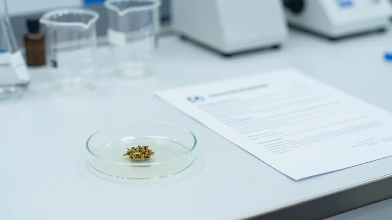 Laboratorní prostředí s vzorkem koncentrátu a dokumentací kvality
