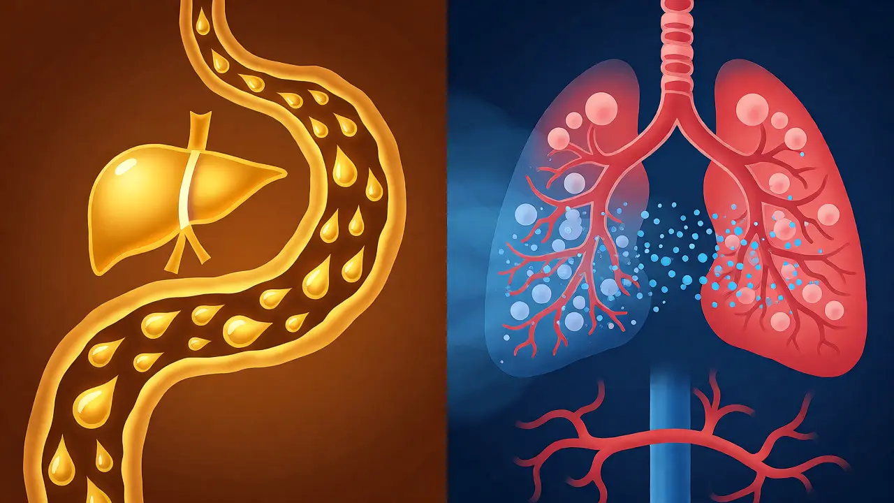 Ilustrace rozdílu mezi trávením orálního CBD a přímým vstupem do krve při vapingu.