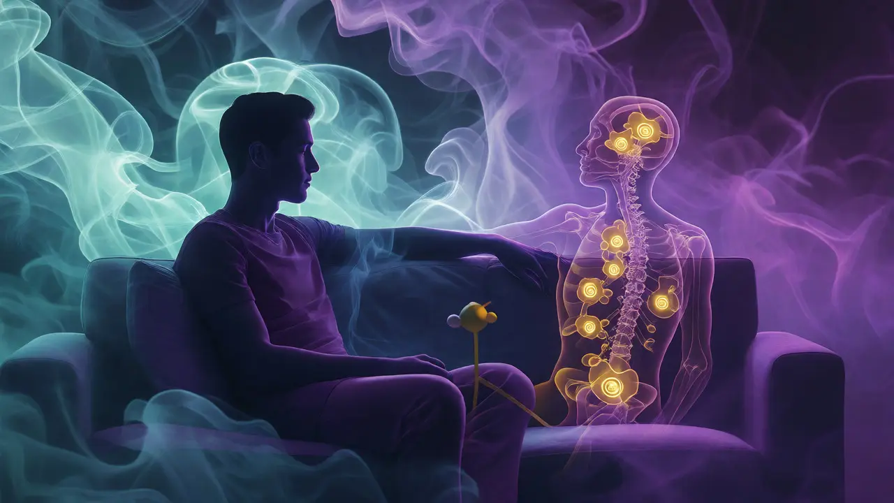 Konceptuální ilustrace relaxačních účinků H4CBD na tělo
