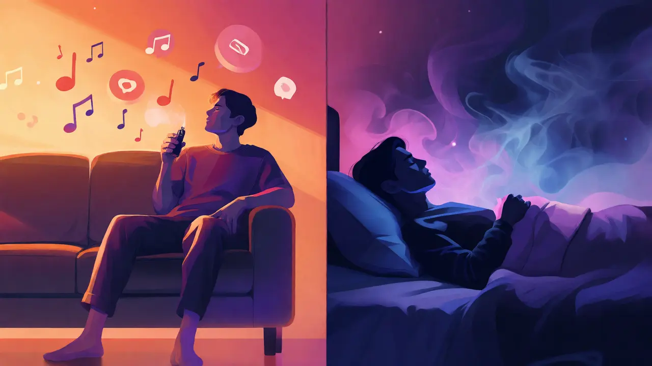 Porovnání relaxace a hlubokého spánku pomocí barevných světelných scén